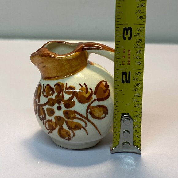 Vintage Occupied Japan Morikin Ware Hand Painted Miniature Pitcher Cream Brown - Picture 3 of 9